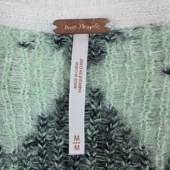 Free People Sweater Women's Through the Motions Cropped Argyle Plaid Vest SIze M - Picture 3 of 9